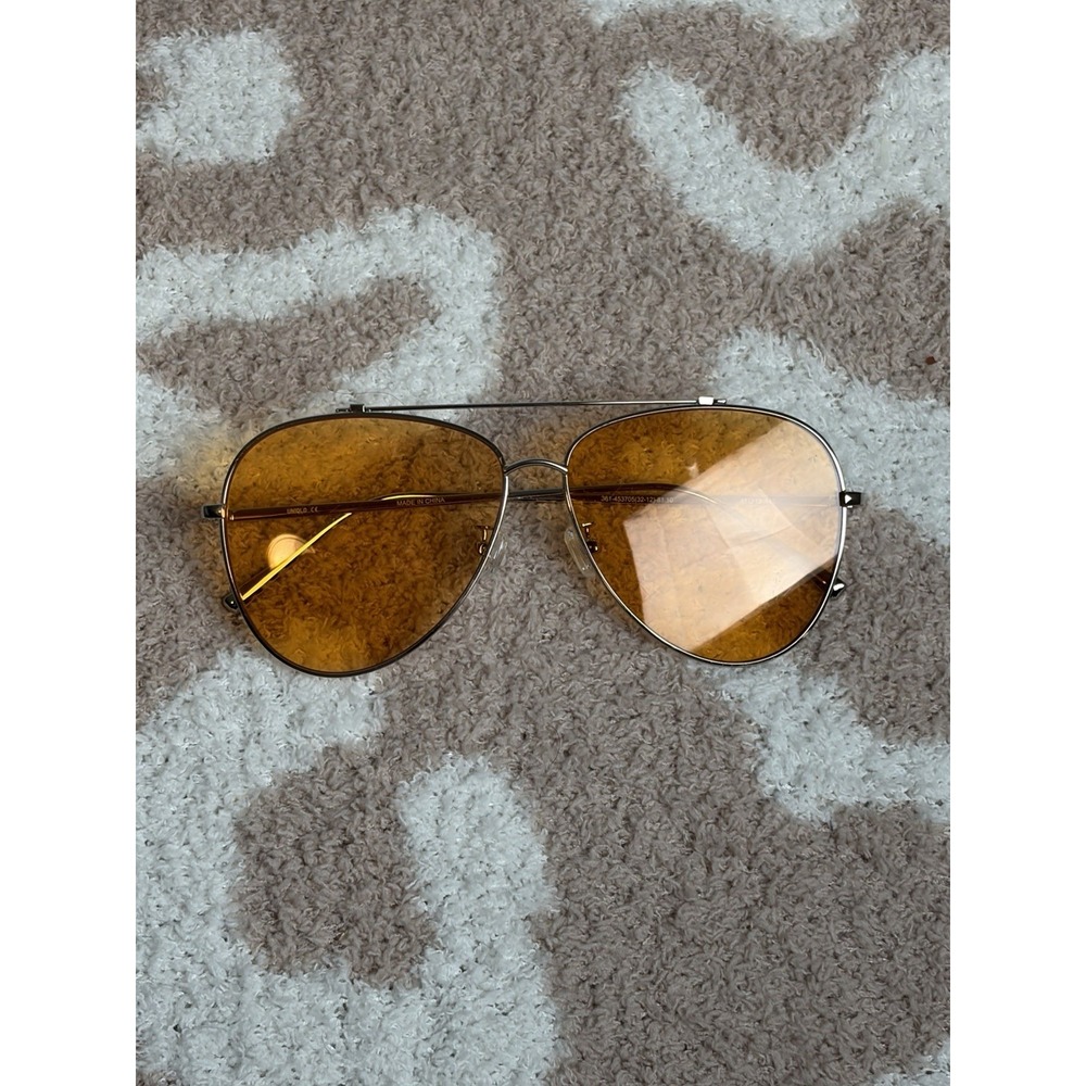 Uniqlo Metal Teardrop Aviator Sunglasses Orange Tinted